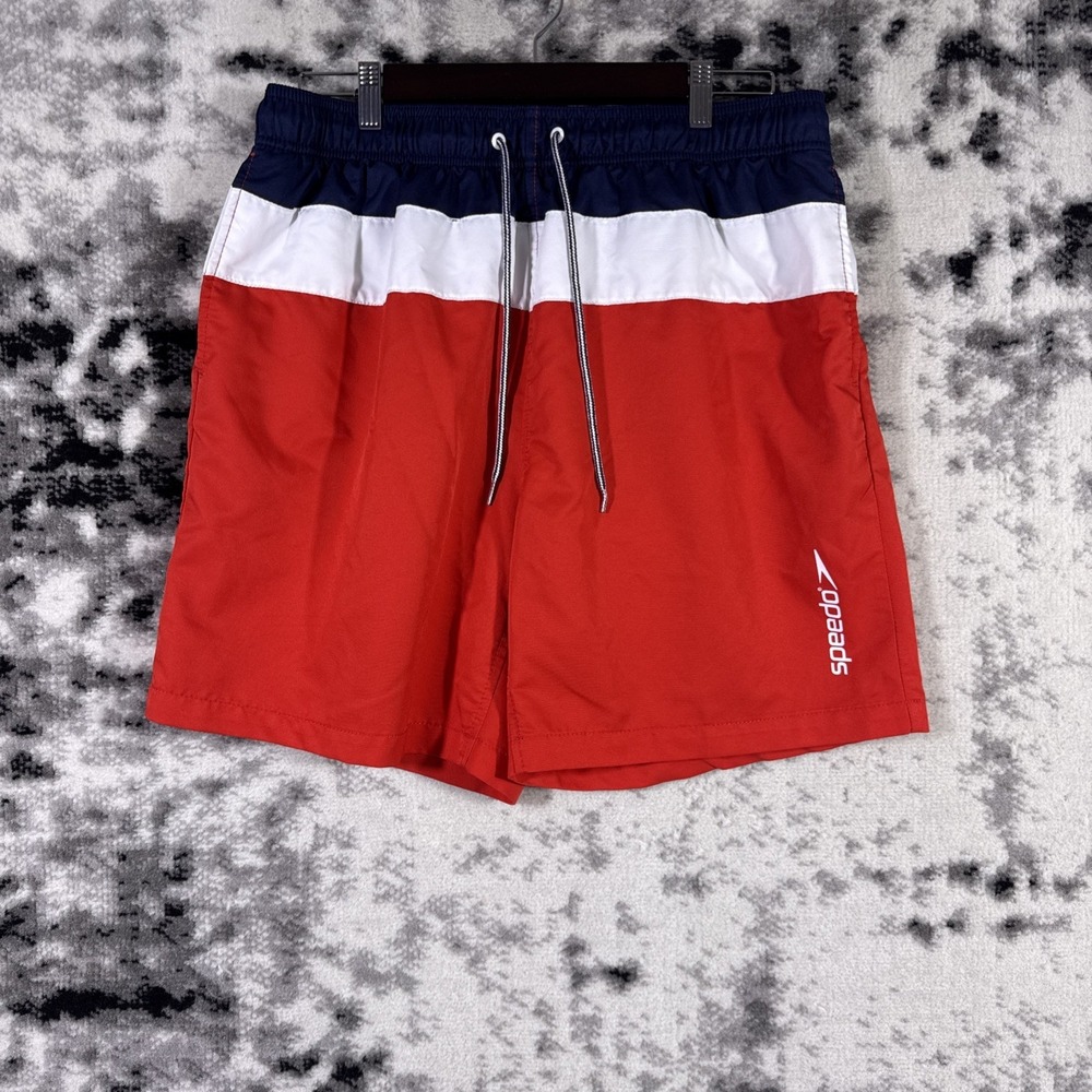 Speedo Swim Shorts Mens Size Extra Large Red White Blue USA Pool Beach
